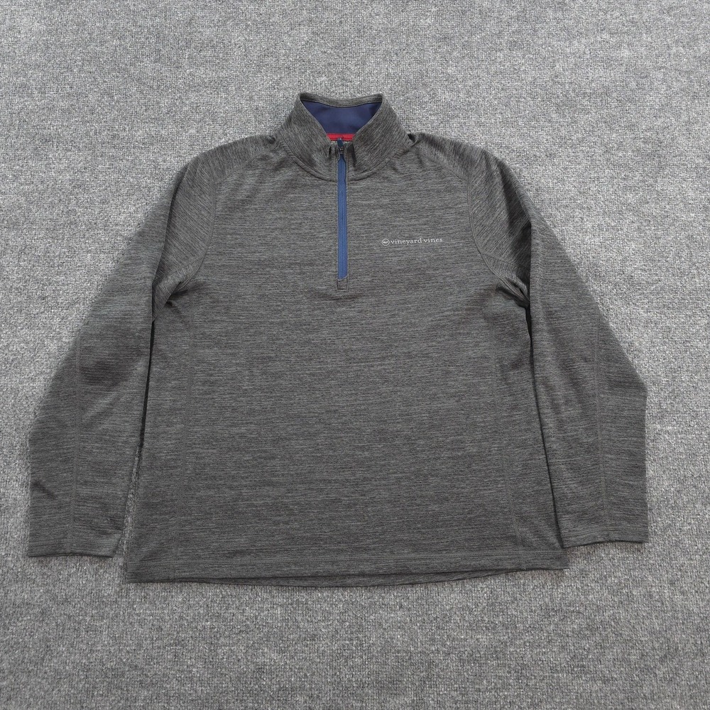 Vineyard Vines Shirt Mens L Gray Sankaty Performance Quarter Zip Golf Pullover